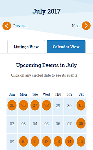 Calendar Page on Mobile
